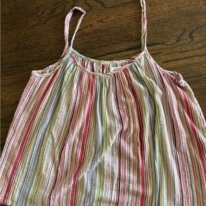 Velvet Striped Tank Top with Red and Green Accents